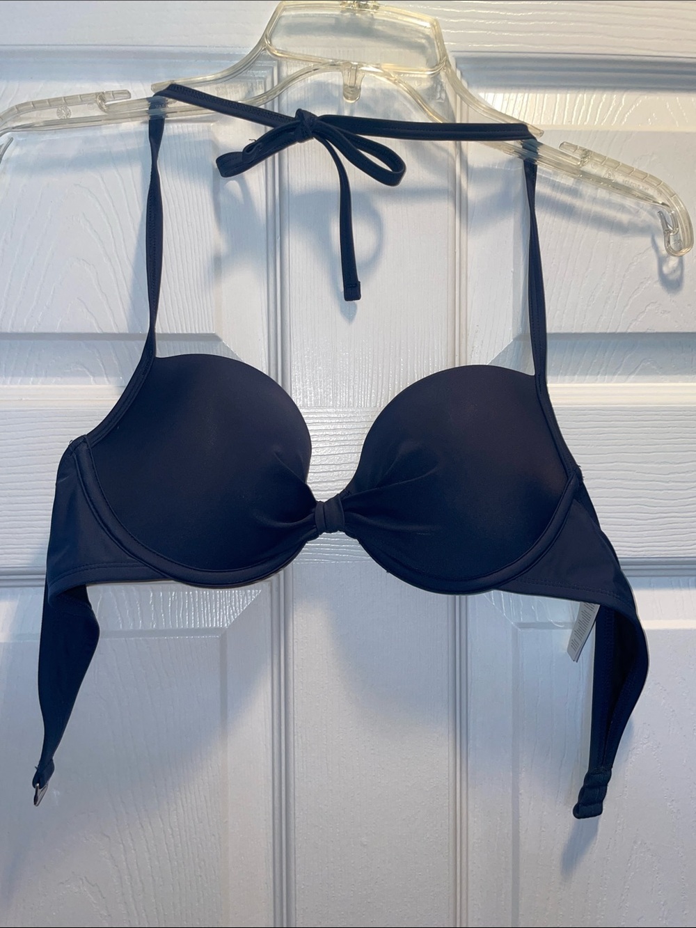 Navy Halter Bikini Top with Molded Cups